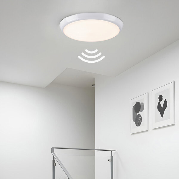 Taklampa vit Ø25,5 cm med sensor och anpassningsbar färgtemperatur