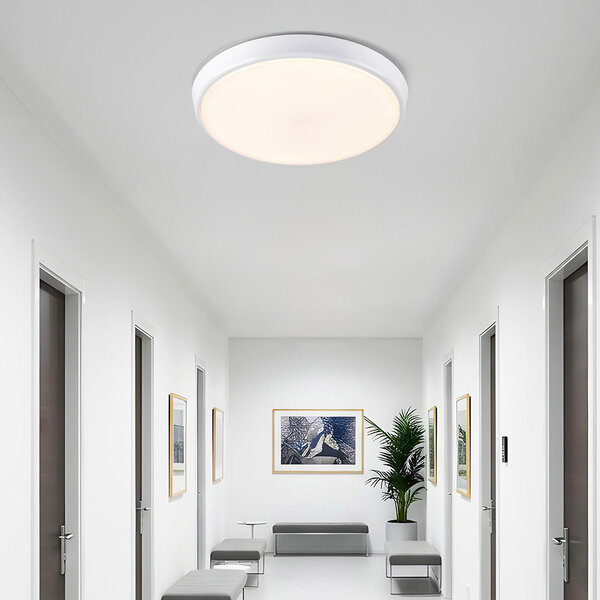 Taklampa vit Ø35,2 cm med nödenhet - CCT switch 3000K/4000K/6000K