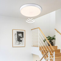 Plafondlampa vit Ø35,2 cm med nödenhet och sensor - CCT switch 3000K/4000K/6000K