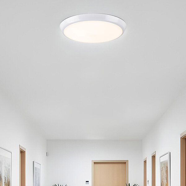 Taklampa vit Ø25,5 cm med nödenhet och CCT-switch 3000/4000/6000K
