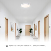 Taklampa vit Ø25,5 cm med nödenhet och CCT-switch 3000/4000/6000K