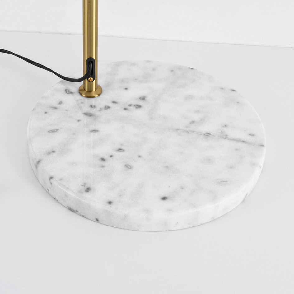 Golvlampa Bask ställbar med naturskärm - mässing