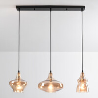 3-ljus industriell taklampa med bärnstensfärgat glas - Maracas