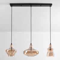 3-ljus industriell taklampa med bärnstensfärgat glas - Maracas