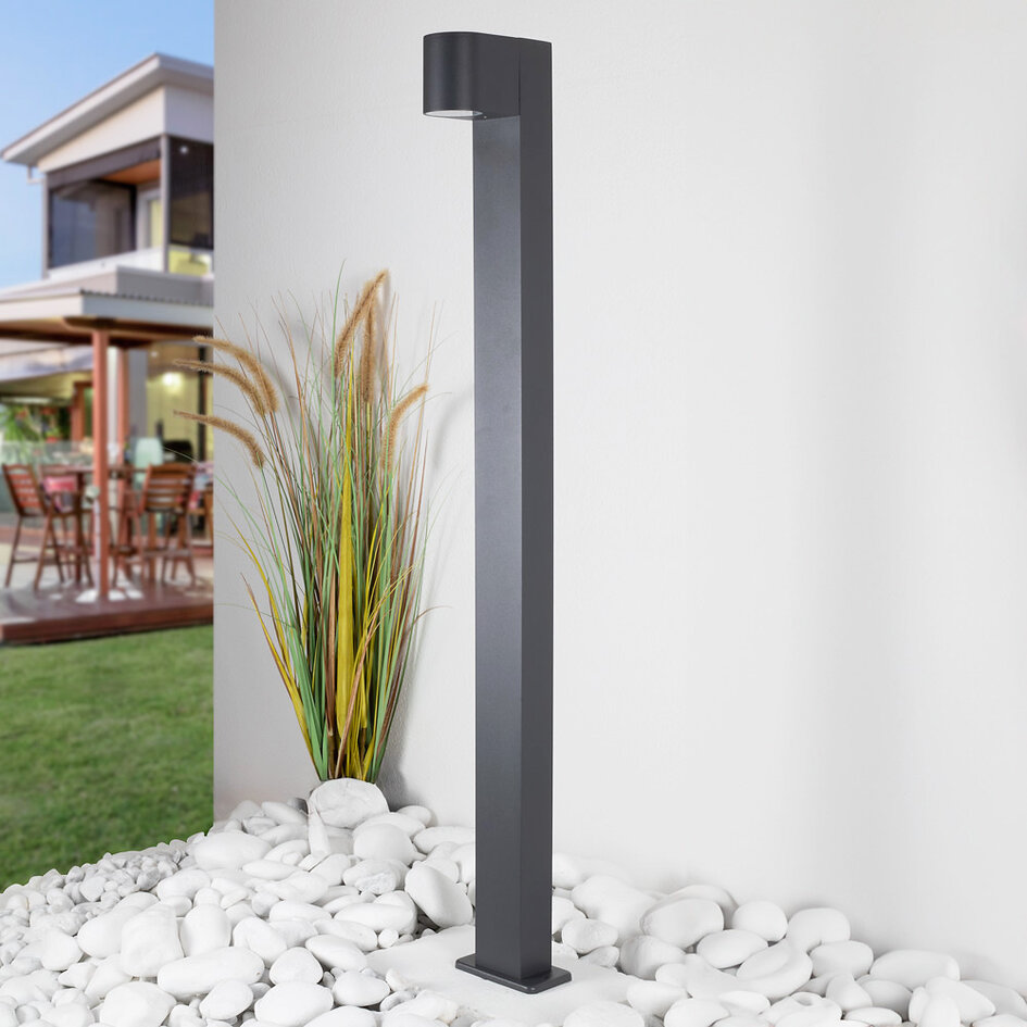 Smart stående utomhuslampa Simone - 100 cm antracit med 4,9W wifi-LED-lampa och Tuya Smart-app