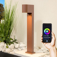 Smart stående utomhuslampa Simone - 30 cm rostbrun med 4,9W wifi-LED-lampa och Tuya Smart-app