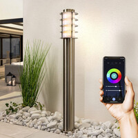 Smart stående utomhuslampa Silvio i rostfritt stål - 80 cm med 10W wifi-LED-lampa och Tuya Smart-app