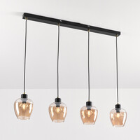 Pendellampa Sanford med fyra lampor - amberfärgat glas