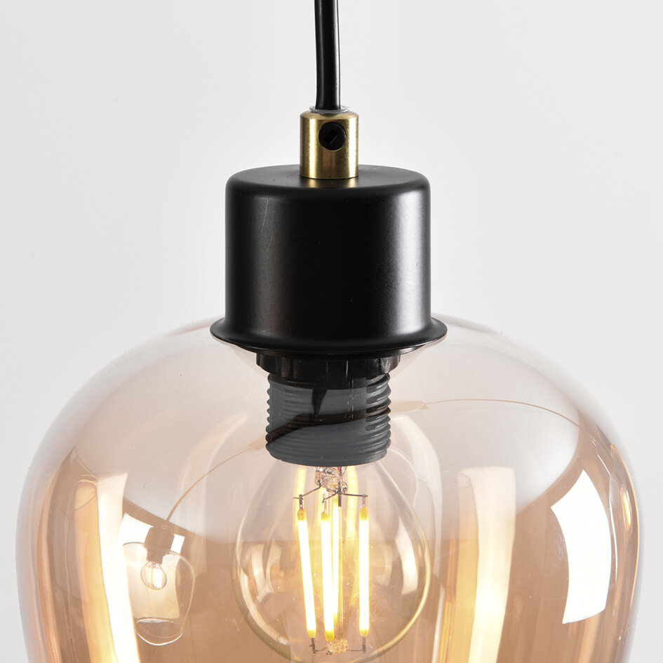 Pendellampa Sanford med fyra lampor - amberfärgat glas