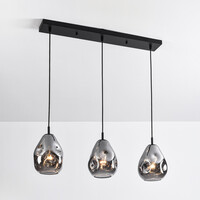 3-ljus design taklampa svart med rökfärgat glas - Faliste
