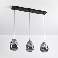 3-ljus design taklampa svart med rökfärgat glas - Faliste