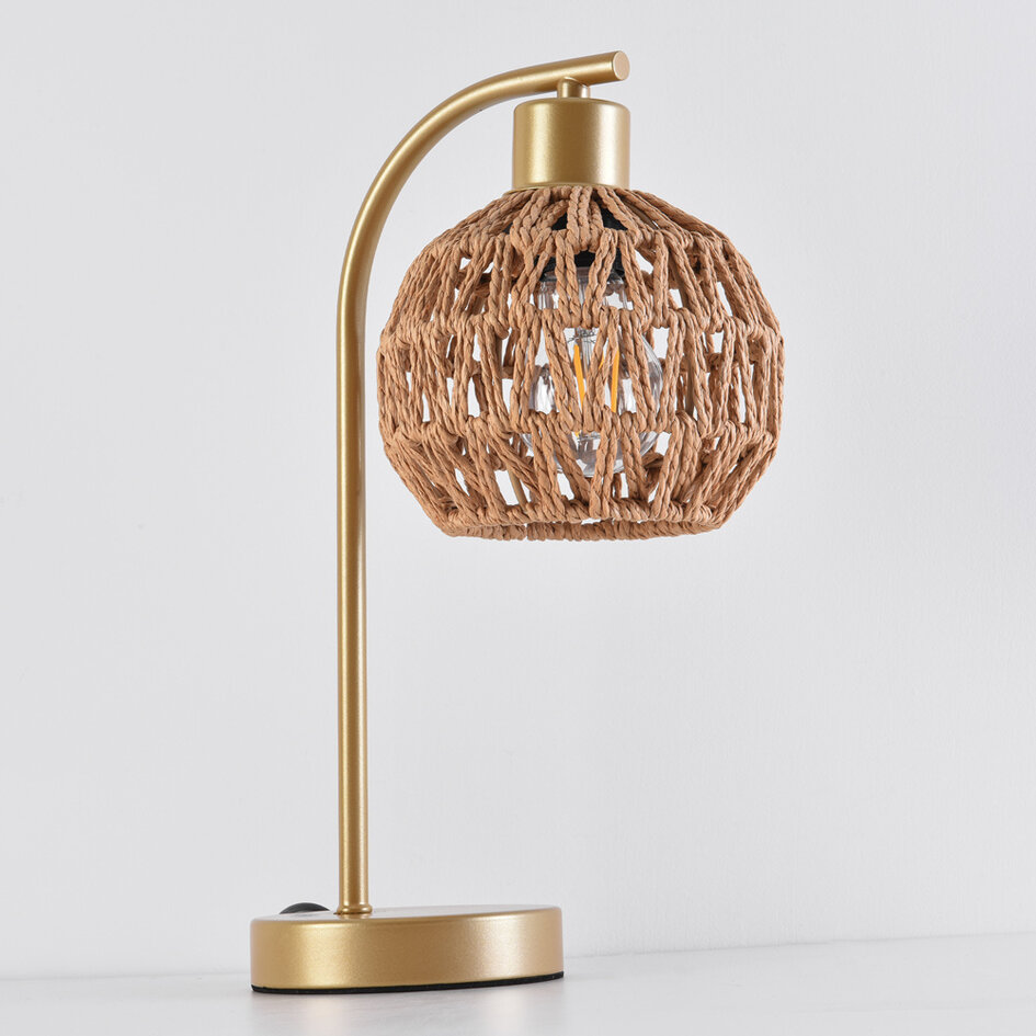 Bordslampa Kora med rottingskärm - guld
