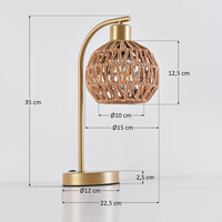 Bordslampa Kora med rottingskärm - guld