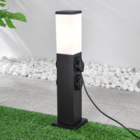 Rostfritt stål utomhusuttag med lampa Jardin - fyrkantig med 4 uttag