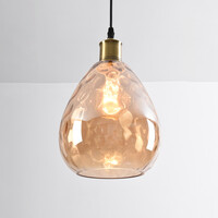 Pendellampa Verona med en lampa - droppformat amberfärgat glas med kupning