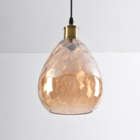 Pendellampa Verona med en lampa - droppformat amberfärgat glas med kupning