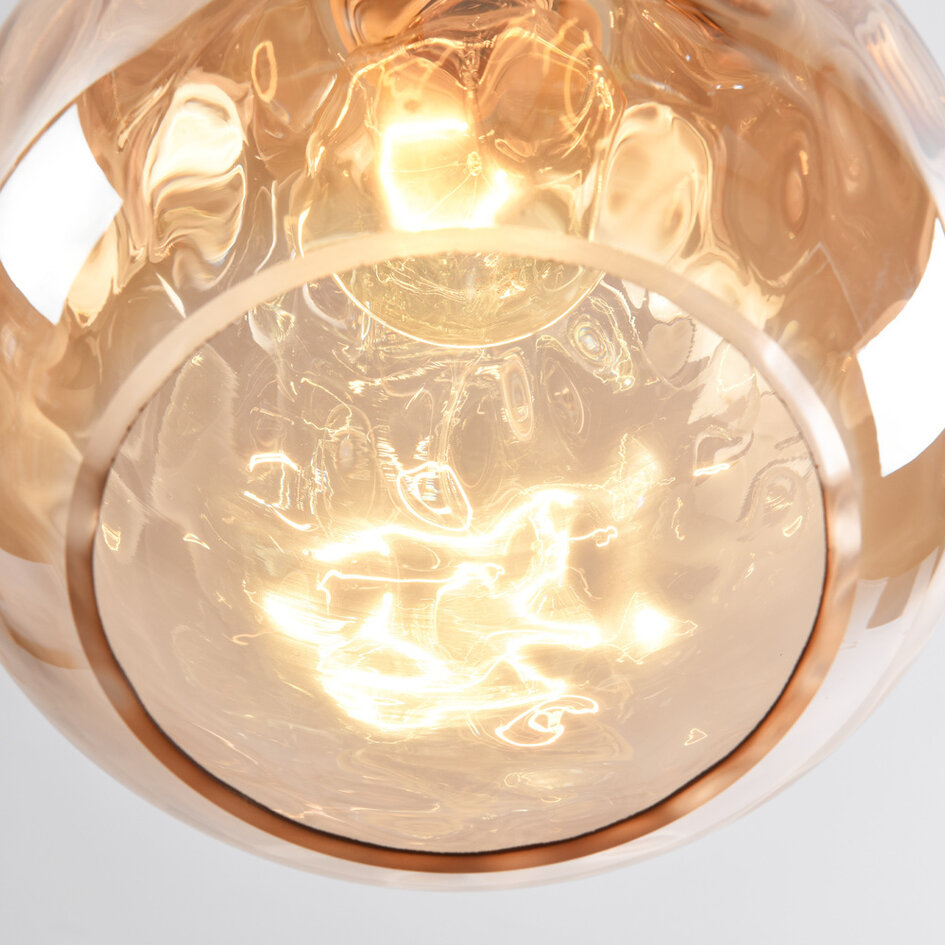 Pendellampa Verona med en lampa - droppformat amberfärgat glas med kupning