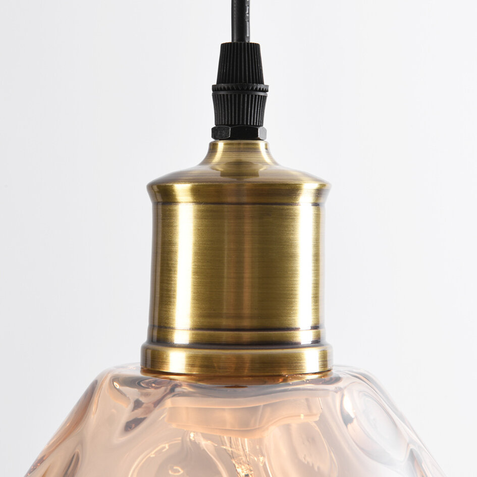 Pendellampa Verona med en lampa - droppformat amberfärgat glas med kupning
