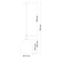 Pendellampa Verona med en lampa - droppformat amberfärgat glas med kupning