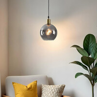 Pendellampa Verona med en lampa - rökfärgat glas, rund