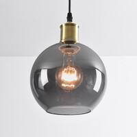 Pendellampa Verona med en lampa - rökfärgat glas, rund
