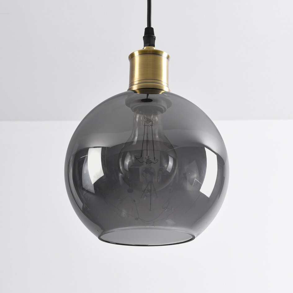 Pendellampa Verona med en lampa - rökfärgat glas, rund