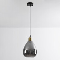 Pendellampa Verona med en lampa - droppformat rökfärgat glas med spegeleffekt