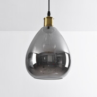 Pendellampa Verona med en lampa - droppformat rökfärgat glas med spegeleffekt