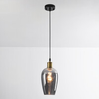Pendellampa Verona med en lampa - avlångt rökfärgat glas med spegeleffekt