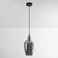 Pendellampa Verona med en lampa - avlångt rökfärgat glas med spegeleffekt