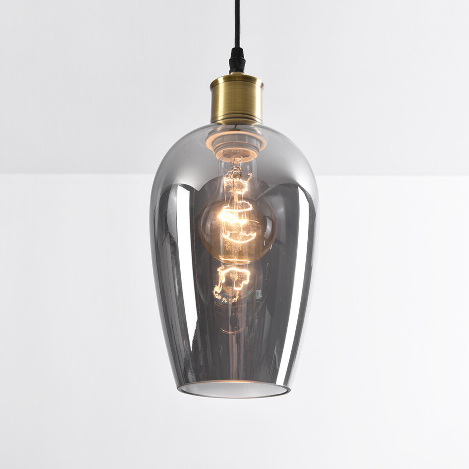 Pendellampa Verona med en lampa - avlångt rökfärgat glas med spegeleffekt