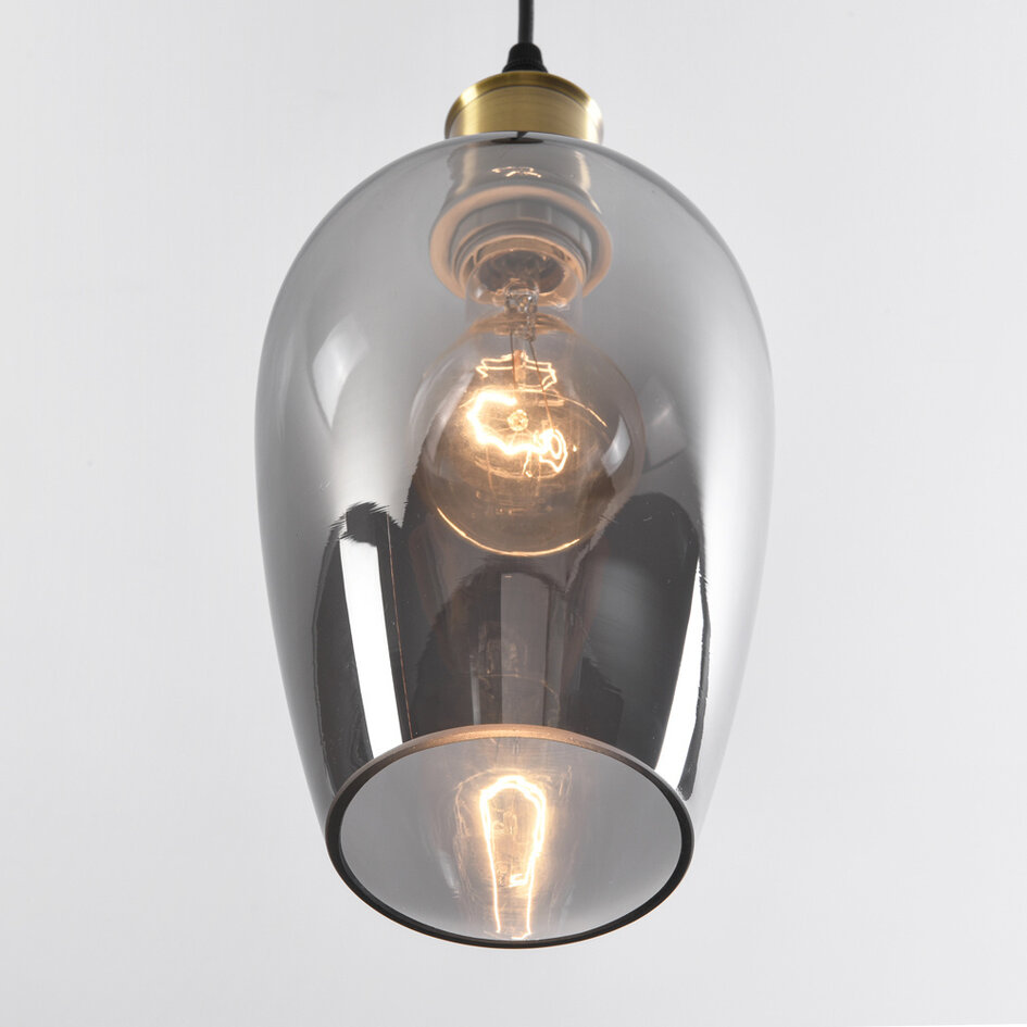 Pendellampa Verona med en lampa - avlångt rökfärgat glas med spegeleffekt