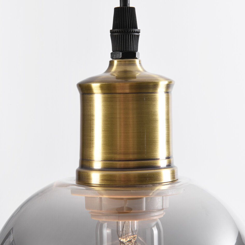 Pendellampa Verona med en lampa - avlångt rökfärgat glas med spegeleffekt