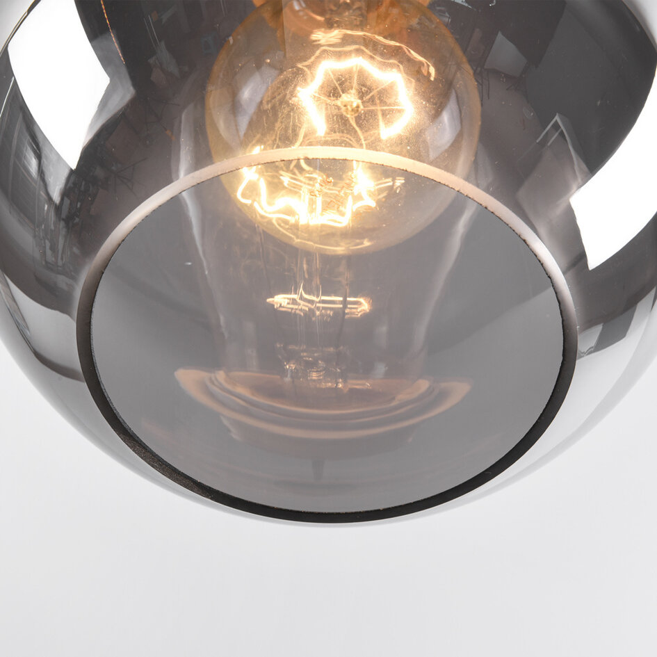 Pendellampa Verona med en lampa - runt rökfärgat glas med spegeleffekt