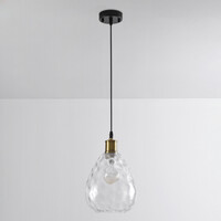 Pendellampa Verona med en lampa - droppformat transparent glas med kupning
