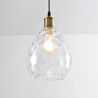 Pendellampa Verona med en lampa - droppformat transparent glas med kupning