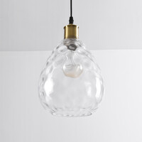 Pendellampa Verona med en lampa - droppformat transparent glas med kupning