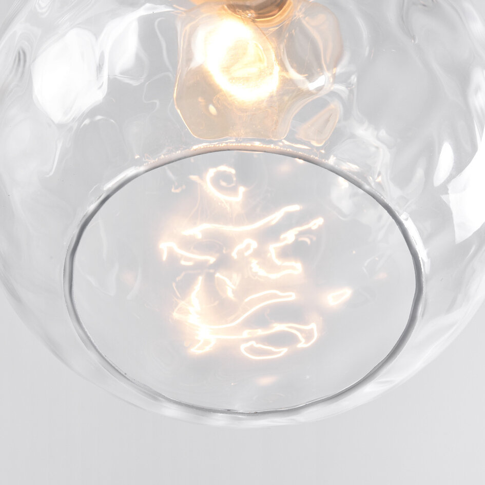 Pendellampa Verona med en lampa - droppformat transparent glas med kupning