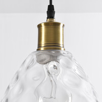 Pendellampa Verona med en lampa - droppformat transparent glas med kupning