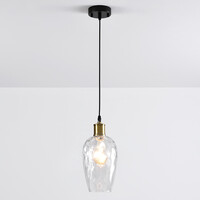 Pendellampa Verona med en lampa - avlångt transparent glas med kupning