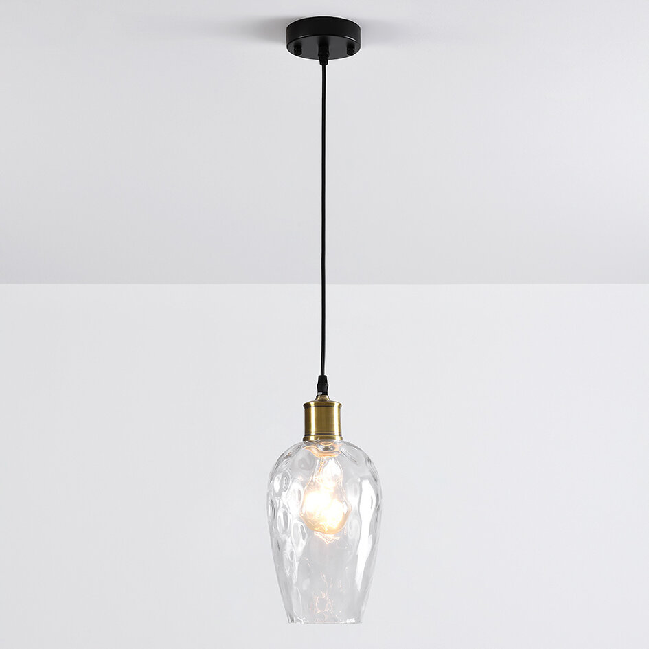 Pendellampa Verona med en lampa - avlångt transparent glas med kupning