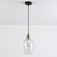 Pendellampa Verona med en lampa - avlångt transparent glas med kupning