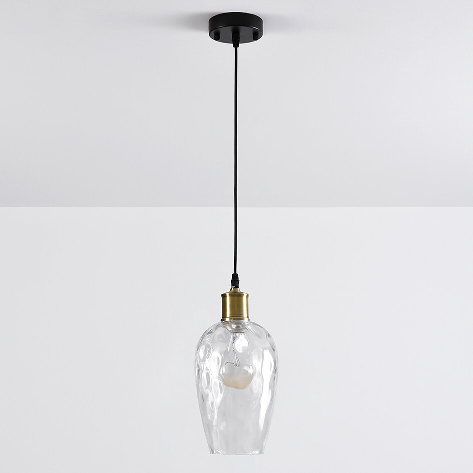 Pendellampa Verona med en lampa - avlångt transparent glas med kupning