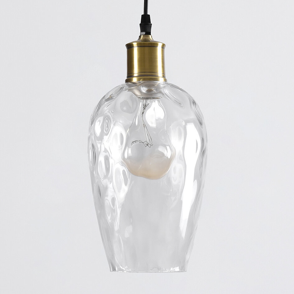 Pendellampa Verona med en lampa - avlångt transparent glas med kupning