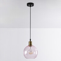 Pendellampa Liya med en lampa i rött glas, variant 1
