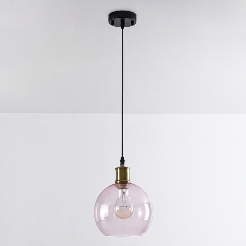 Pendellampa Liya med en lampa i rött glas, variant 1
