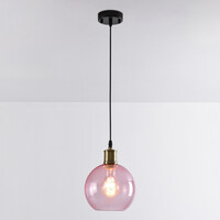 Pendellampa Liya med en lampa i rött glas, variant 2