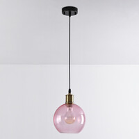 Pendellampa Liya med en lampa i rött glas, variant 2