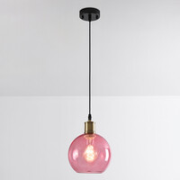 Pendellampa Liya med en lampa i rött glas, variant 3