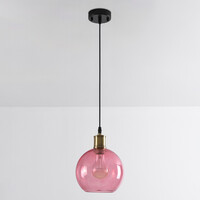 Pendellampa Liya med en lampa i rött glas, variant 3